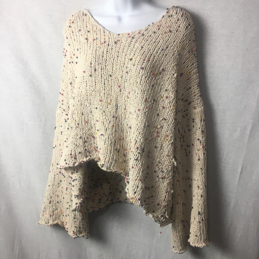 Peach Love California multi colored dot oversized cream sweater